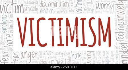 Victimisme Word Cloud conception conceptuelle isolé sur fond blanc. Illustration de Vecteur