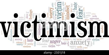 Victimisme Word Cloud conception conceptuelle isolé sur fond blanc. Illustration de Vecteur