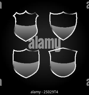 jeu d'icônes de badges ou de boucliers noirs métalliques Illustration de Vecteur