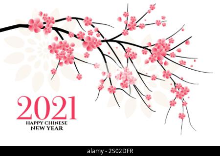 2021 happy chinese nouvelle année fond avec sakura fleur vecteur Illustration de Vecteur