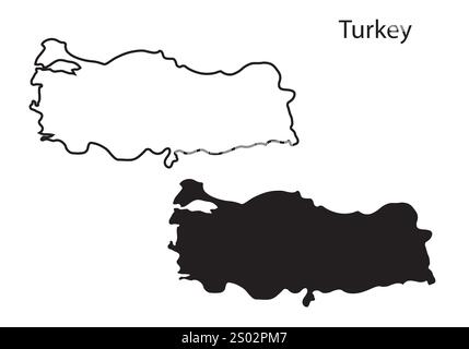 Illustration vectorielle de carte Turquie, silhouette de carte Turquie, pays Turquie Illustration de Vecteur