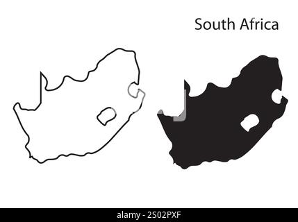 Illustration vectorielle de carte Afrique du Sud, silhouette de carte Afrique du Sud, pays Afrique du Sud Illustration de Vecteur