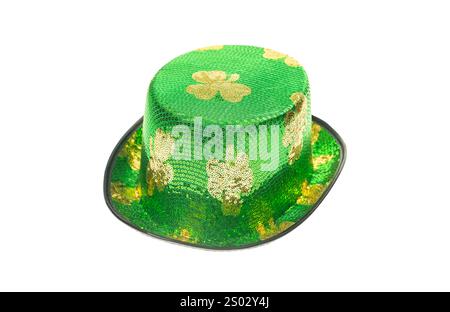 Chapeau de Saint Patrick isolé sur fond blanc. Banque D'Images