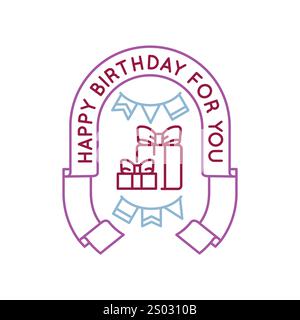 Logo simple avec icône joyeux anniversaire Illustration de Vecteur