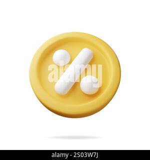 Signe de pourcentage 3D dans la pièce d'or isolé. Illustration de Vecteur