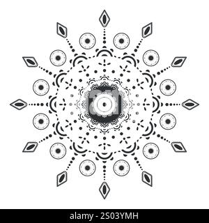 Symbole d'emblème mandala arabesque monochrome rond isolé sur fond blanc. Illustration vectorielle Illustration de Vecteur