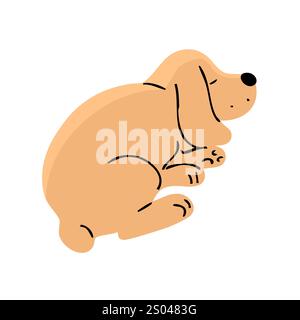 Mignon chien de spaniel dort. Un animal de compagnie est un ami. Petit chiot joyeux. Caractère animal. Illustration vectorielle de dessin animé isolée sur fond blanc Illustration de Vecteur