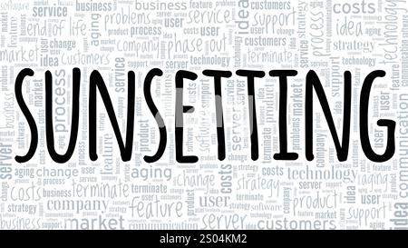 Sunset Word Cloud conception conceptuelle isolé sur fond blanc. Illustration de Vecteur