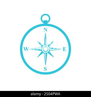 Boussole, icône navigateur. Isolé sur fond blanc. À partir du jeu d'icônes bleues. Illustration de Vecteur