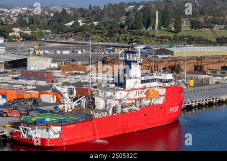 FS L'ASTROLABE P800, navire français d'approvisionnement logistique amarré au quai de Macquarie à Hobart, ce navire soutient les bases antarctiques françaises, Tasmanie, Australie Banque D'Images