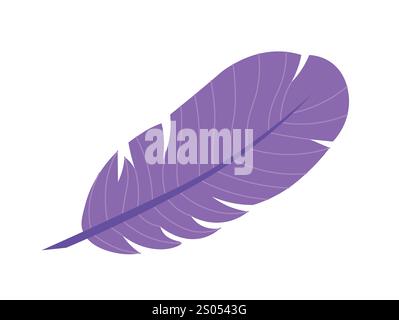 Icône de plume colorée. Plume violette d'oiseau, plumage. Objet tombant, flottant ou volant. Matériau en fourrure pour oreillers. Logo et emblème. Vecteur plat Illustration de Vecteur