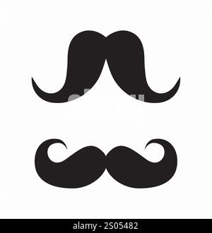 Jeu d'icônes moustache. Paquet de moustaches. Poils du visage pour la création de personnages. Logo ou emblème Barbershop. Modèle et mise en page. Collection vectorielle plate Illustration de Vecteur