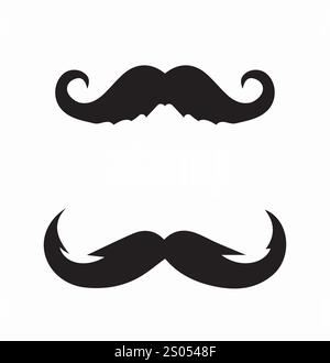 Jeu d'icônes moustache. Paquet de moustaches. Poils du visage pour la création de personnages. Logo ou emblème de salon de coiffure. Affiche ou bannière. Collection vectorielle plate Illustration de Vecteur