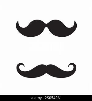 Jeu d'icônes moustache. Paquet de moustaches. Poils du visage. Beauté, esthétique et élégance. Moustache, coiffeur et coiffeur. Modèle et mise en page. Plat Illustration de Vecteur