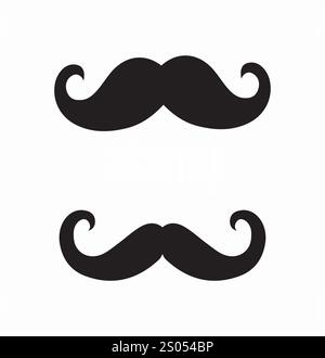 Jeu d'icônes moustache. Paquet de moustaches. Poils du visage pour la création de personnages. Beauté, esthétique et élégance. Coiffeur et coiffeur. Vecteur plat Illustration de Vecteur