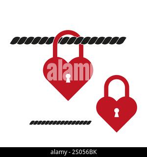 Illustration du verrou cardiaque. Concept de cadenas romantique. Symbole d'amour et de sécurité. Thème rouge et noir. Illustration de Vecteur