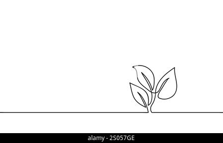 Dessin en ligne continu de germes en croissance, Plant Leaves Grow semis éco-conception de concept de ferme naturelle. Illustration vectorielle de contour minimaliste faite de Illustration de Vecteur