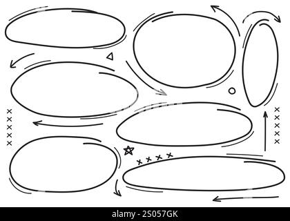 Dessinant à la main des cercles de doodle, des flèches, des étoiles et des formes. Illustration vectorielle Illustration de Vecteur