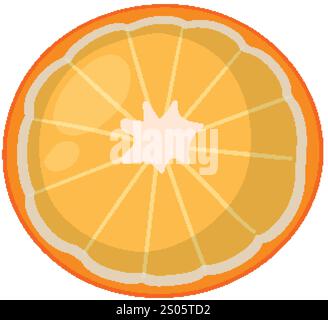 Tranche orange vif avec segments détaillés Illustration de Vecteur