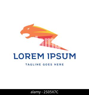 Tiger Puma Jaguar Leopard Power Light Energy Blitz Light icône logo Design Vector Illustration de Vecteur