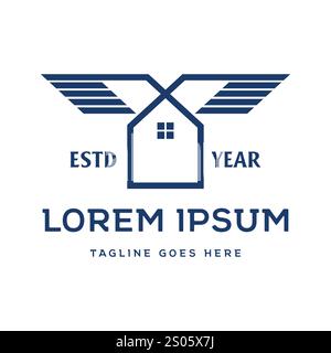 Geometric House Home Wings pour le vecteur de conception de logo d'entreprise de propriété immobilière Illustration de Vecteur