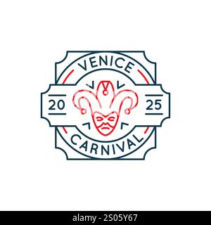 Logo simple avec icône de carnaval vénitien Illustration de Vecteur