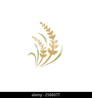 Vecteur d'icône de riz. symbole végétal vecteur de nourriture de grain et d'agriculture naturelle biologique. logo blé Illustration de Vecteur