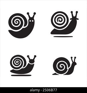 quatre silhouette noire simple d'escargots avec illustration eps vectorielle sur un fond blanc de haute qualité entièrement modifiable fichier Illustration de Vecteur