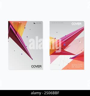 Modèle de couverture de brochure. Livre de rapport annuel, affiche de magazine en A4 avec objet polygonal. Lignes points triangle. Illustration de Vecteur
