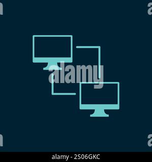 Icône échanger des données. Concept de synchronisation. Système de copie et de transfert de fichiers. Icône ordinateur de connexion. Vecteur Illustration de Vecteur