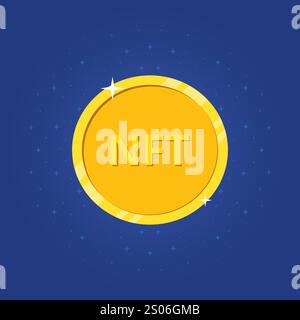 Crypto-réglé Icône de pièce dorée NFT. Jeton non fongible NFT. Jeton non renouvelable. Illustration vectorielle Illustration de Vecteur