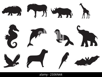 dessins d'ensemble d'animaux colorés vectoriels Illustration de Vecteur