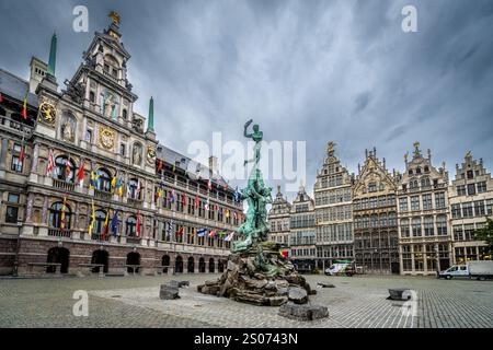 Mairie d'Anvers Belgique , GROTE Markt Banque D'Images