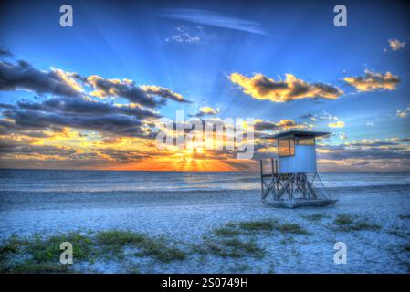 Jupiter Florida Lifeguard Station Sunrise Banque D'Images