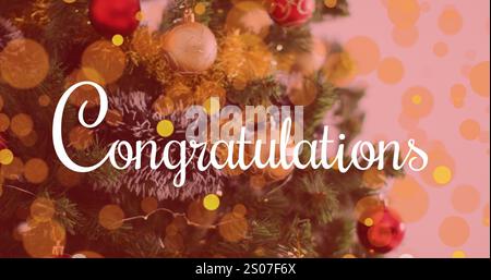 Image du texte de félicitations sur les décorations de noël Banque D'Images