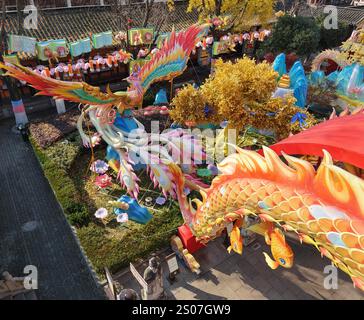 Des lanternes festives pour l'année du serpent sont installées près de la zone pittoresque de Fuzimiao dans la ville de Nanjing, dans la province du Jiangsu de l'est de la Chine, le 22 décembre 20 Banque D'Images
