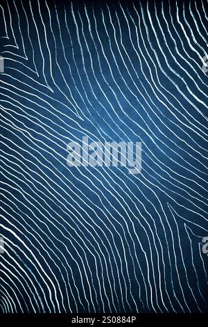 Texture abstraite de dessin au trait, motif minimaliste de dessin au trait, dessin au trait blanc bleu, rayures courbes. Banque D'Images