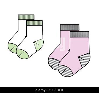 Enfants garçons chaussettes vectorielles conception illustration technique par adobe Illustrator. Illustration de Vecteur