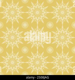 Motif de soleil sans couture sur un fond jaune Illustration de Vecteur