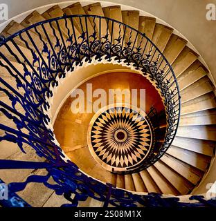 L'escalier en tulipe à la maison de la reine à Greenwich, Londres, Royaume-Uni. Banque D'Images