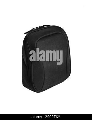 Un étui noir zippé, compact et élégant, idéal pour ranger de petits objets ou de l'électronique, fabriqué à partir d'un matériau durable, parfait pour les voyages ou une utilisation quotidienne Banque D'Images