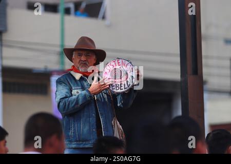 Mexico, Mexique. 26 décembre 2024. Une personne participant à une manifestation pour les 43 étudiants disparus d'Ayotzinapa de la Glorieta de Peralvillo à la Basilique de Guadalupe. Le 26 décembre 2024 à Mexico, Mexique. (Photo de Carlos Santiago/ crédit : Eyepix Group/Alamy Live News Banque D'Images