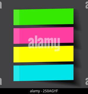 Blocs de néon lumineux. Formes de palette de couleurs. Rectangles vectoriels de gradient. Éléments d'arrière-plan sombres. Illustration de Vecteur