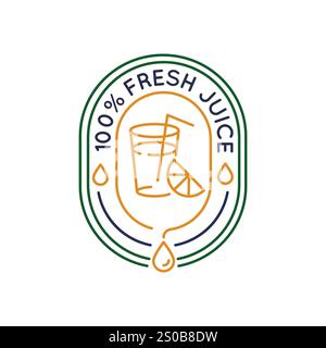 Logo simple avec icône de jus frais Illustration de Vecteur