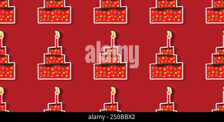 Rangées d'icônes de gâteau coupé de papier d'anniversaire - texture sans couture - conception de fond vectoriel, pour les sites Web, les écriteaux, les affiches, les brochures, papiers d'emballage Illustration de Vecteur