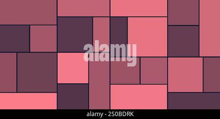 Cadres carrelés rectangulaires simples de différentes tailles, colorés dans les nuances de violet - motif de formes géométriques, texture sur fond à grande échelle - Design te Illustration de Vecteur