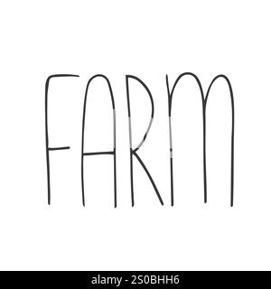 FERME FRAÎCHE. Timbre dessiné à la main doodles, badges, logo, icône, étiquette. Typographie de lettrage de brosse vectorielle - ferme fraîche sur un fond blanc. Ferme frais natu Illustration de Vecteur