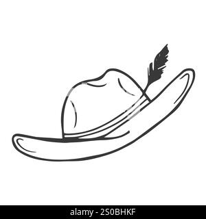 Chapeau de cow-boy de style Doodle ou Fedora en vecteur Illustration de Vecteur