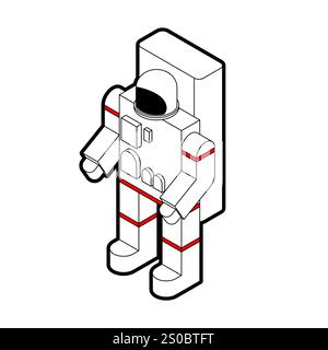 Cosmonaute isolé. Astronaute isométrique en combinaison spatiale Illustration de Vecteur