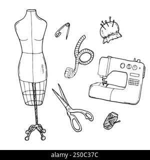 La collection d'outils personnalisés dessinés à la main pour votre conception. Illustration de Vecteur